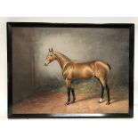 Oil panting on canvas, horse in stable by J.Matthews