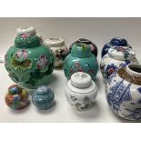 15 various European and Chinese ginger jars.