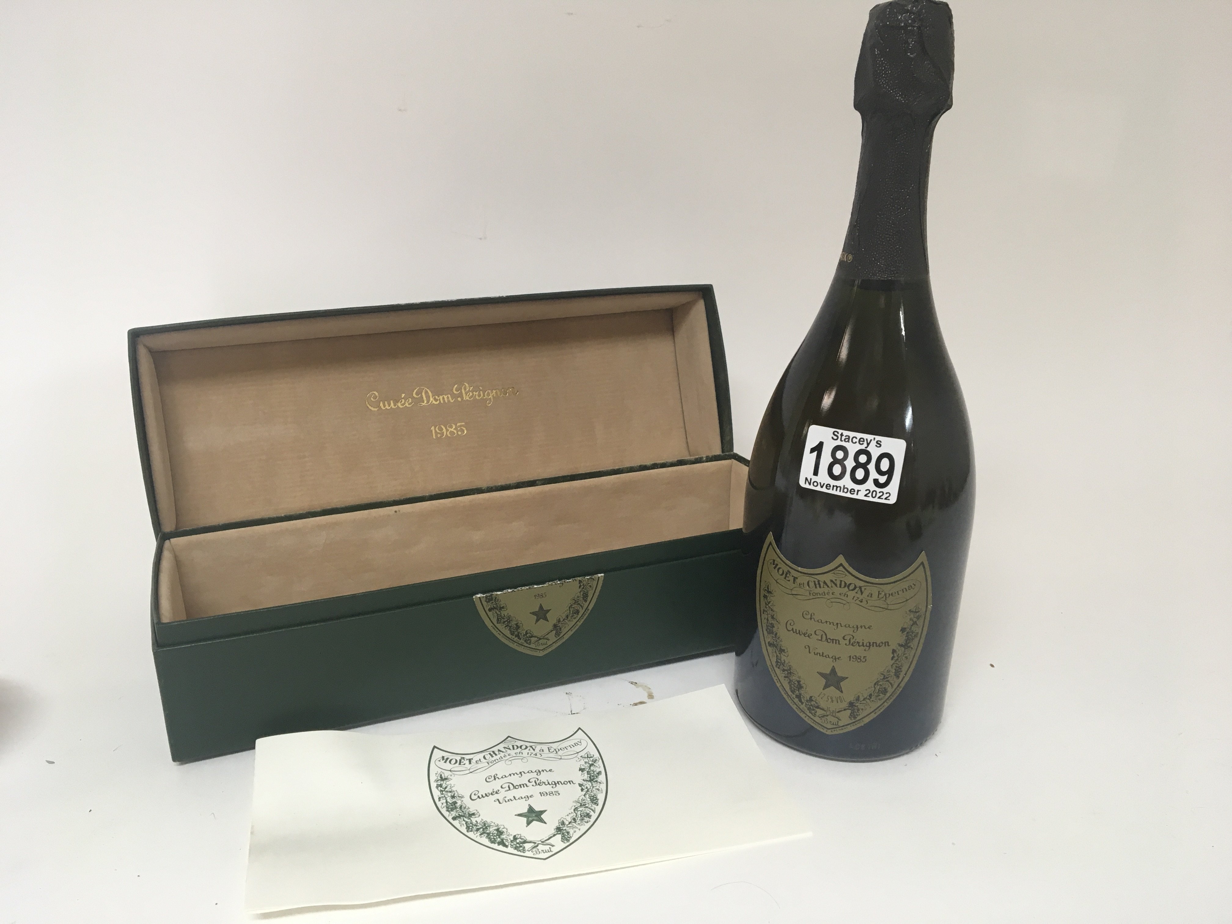A bottle of Champagne Dom Perignon champagne vinta