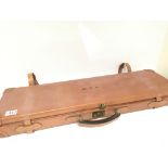 A Quality English leather shotgun case with initials MFP with a well fitted interior makers label