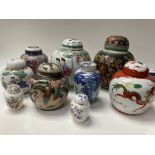 10 various European and Chinese ginger jars.
