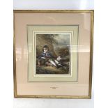 Quality watercolour of boy with terrier by Paul Falconer Poole, R.A (1807-1879)