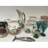 A Carlton ware jug and other ceramics and glass