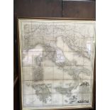 A large antique framed map of Italy 130x 98cm