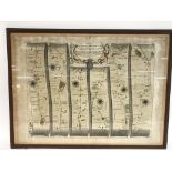 Framed map of London to Yarmouth