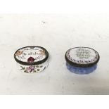 2 Victorian Bilston Enamel patch boxes