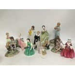 A collection of Royal Doulton figures and other ceramics + other makers