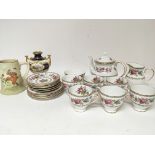A Royal Grafton bone China Malvern porcelain tea and dinner a comical Doulton character jug and a