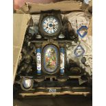 A 19th century French gilt clock with serves style pannels for restoration parts missing.