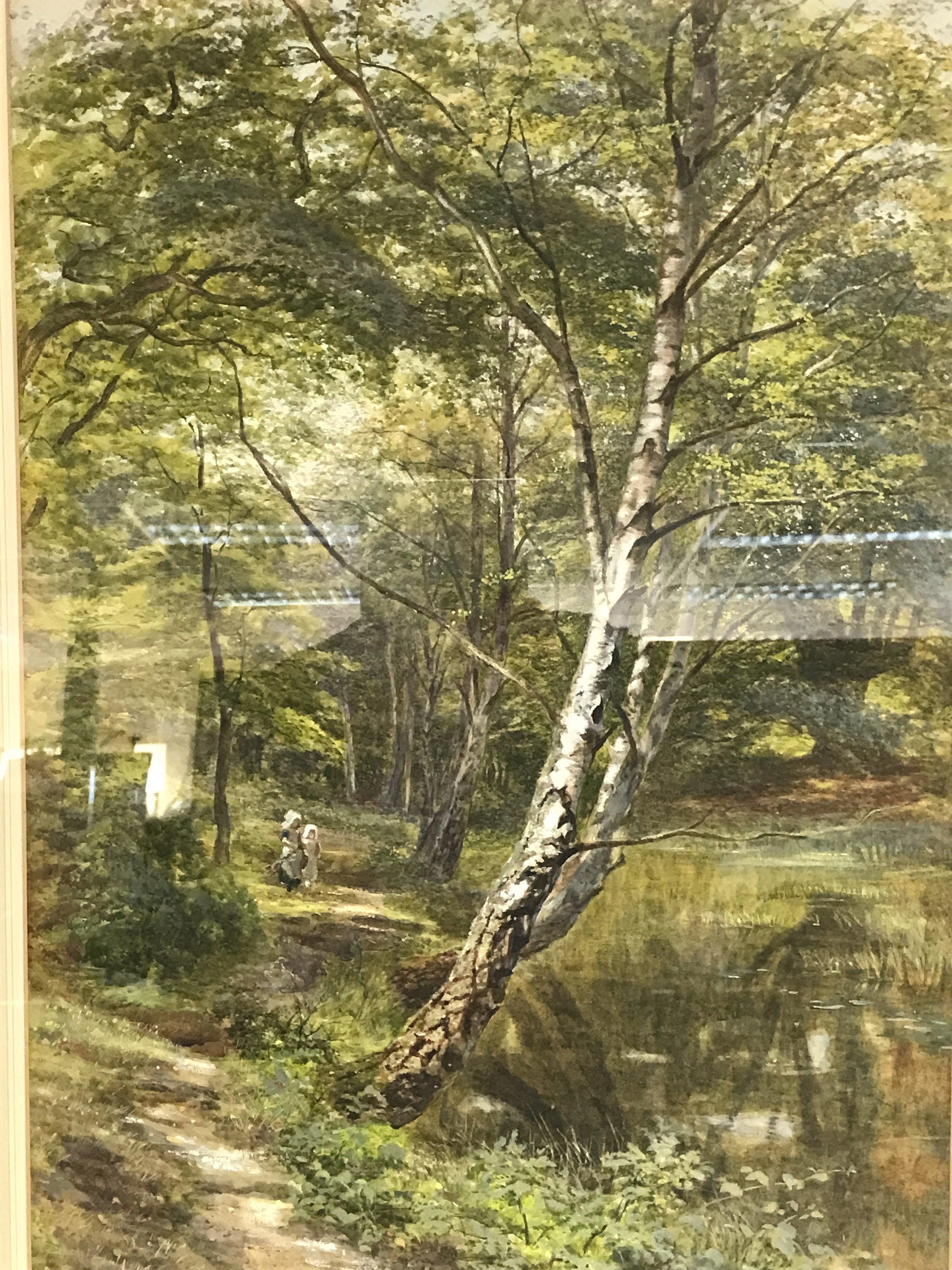 2 x Vicat Cole R.A 1885 water colour paintings of forest views. 88x65m - Image 3 of 4