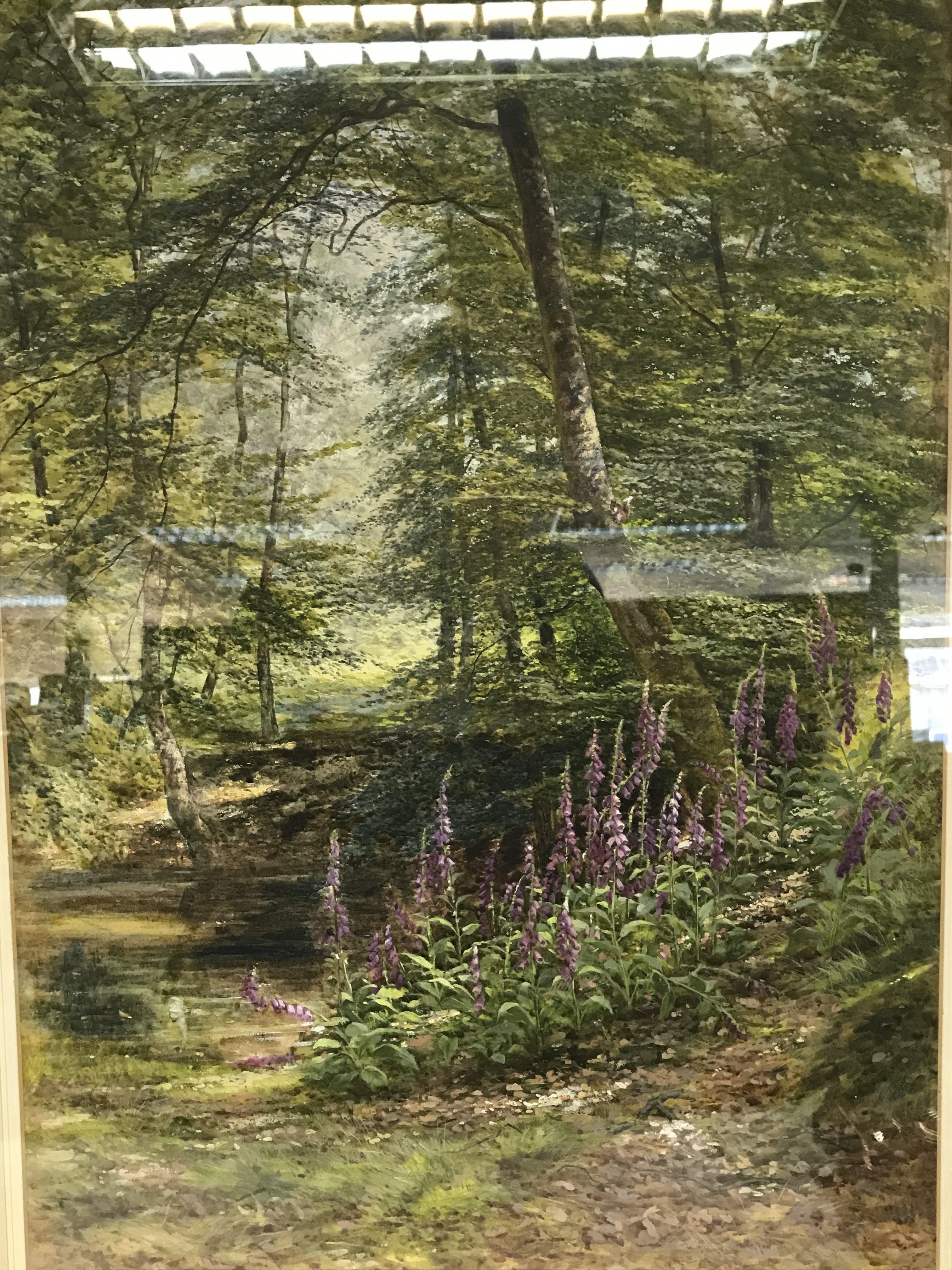 2 x Vicat Cole R.A 1885 water colour paintings of forest views. 88x65m - Image 2 of 4