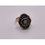 A vintage style 8ct rose rose gold and silver ring