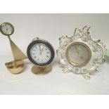 A Coalport porcelain clock and two other modern design clock (3) NO RESERVE