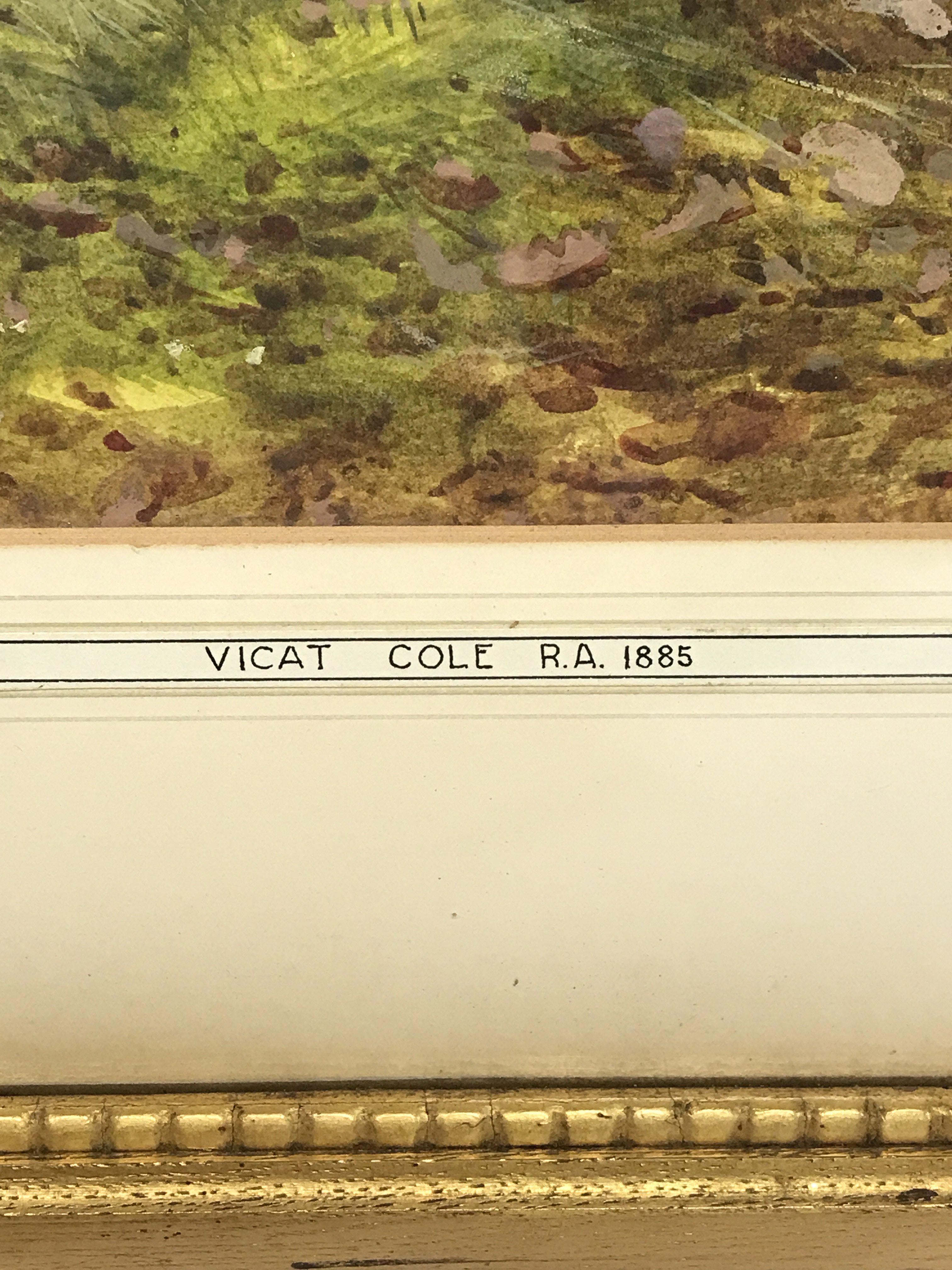 2 x Vicat Cole R.A 1885 water colour paintings of forest views. 88x65m - Image 4 of 4