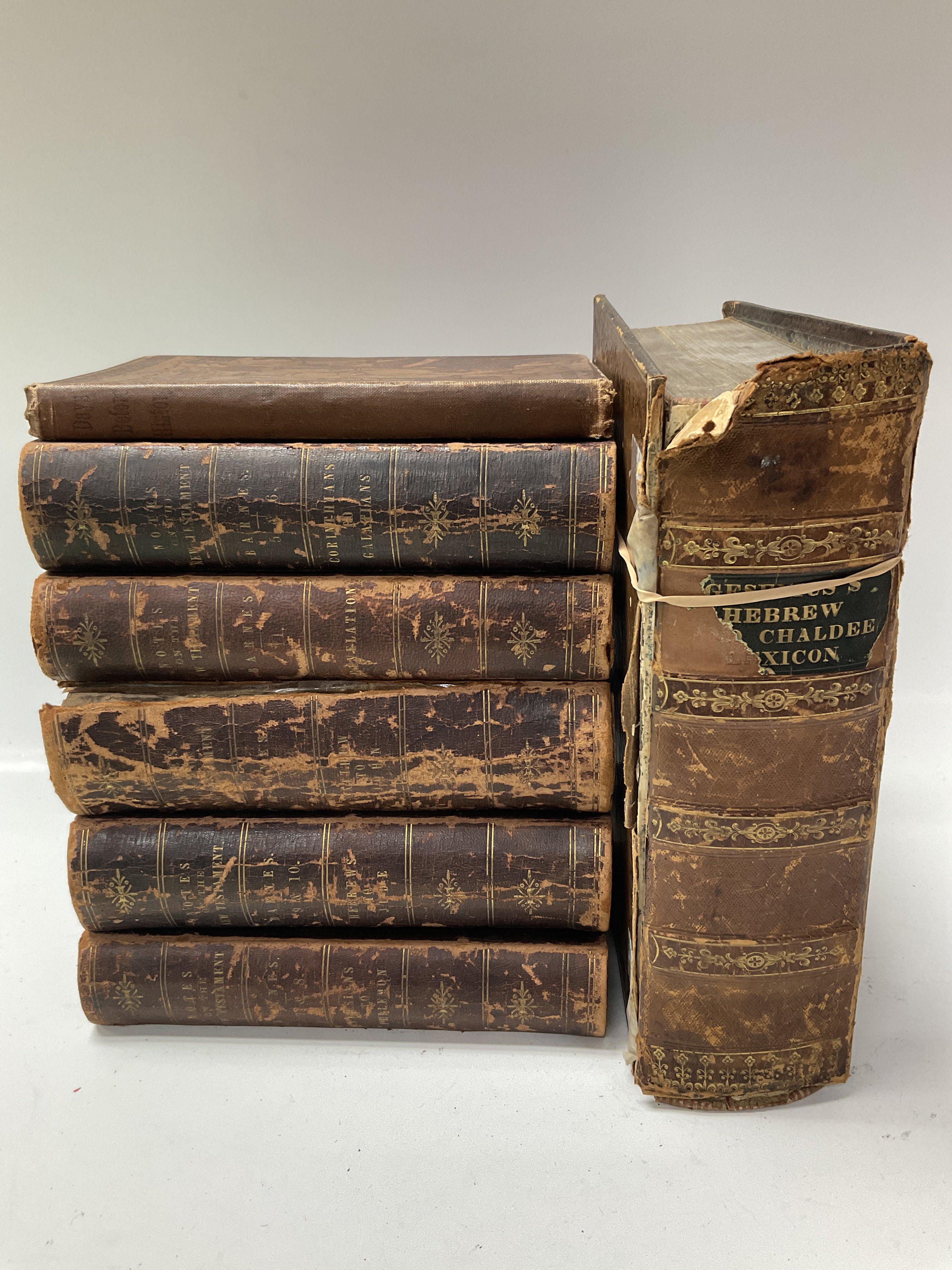 8 Leather bound religious subject books.