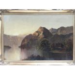 A gilt framed oil on canvas landscape painting by