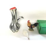 Collection of John Beswick items including a Swan - Cockerel and Zebra Vase