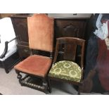 A 17th century style oak chair and a French Empire chair (2)