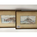 A pair of W.Sands ( T.H.Victor) 1894-1980 watercolours on paper, Cornish subjects Mount Saint
