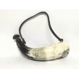 Large horn powder horn with strap