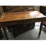 A late Victorian walnut side table the rectangular top above two drawers on turned legs