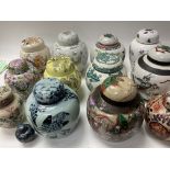 12 various European and Chinese ginger jars.