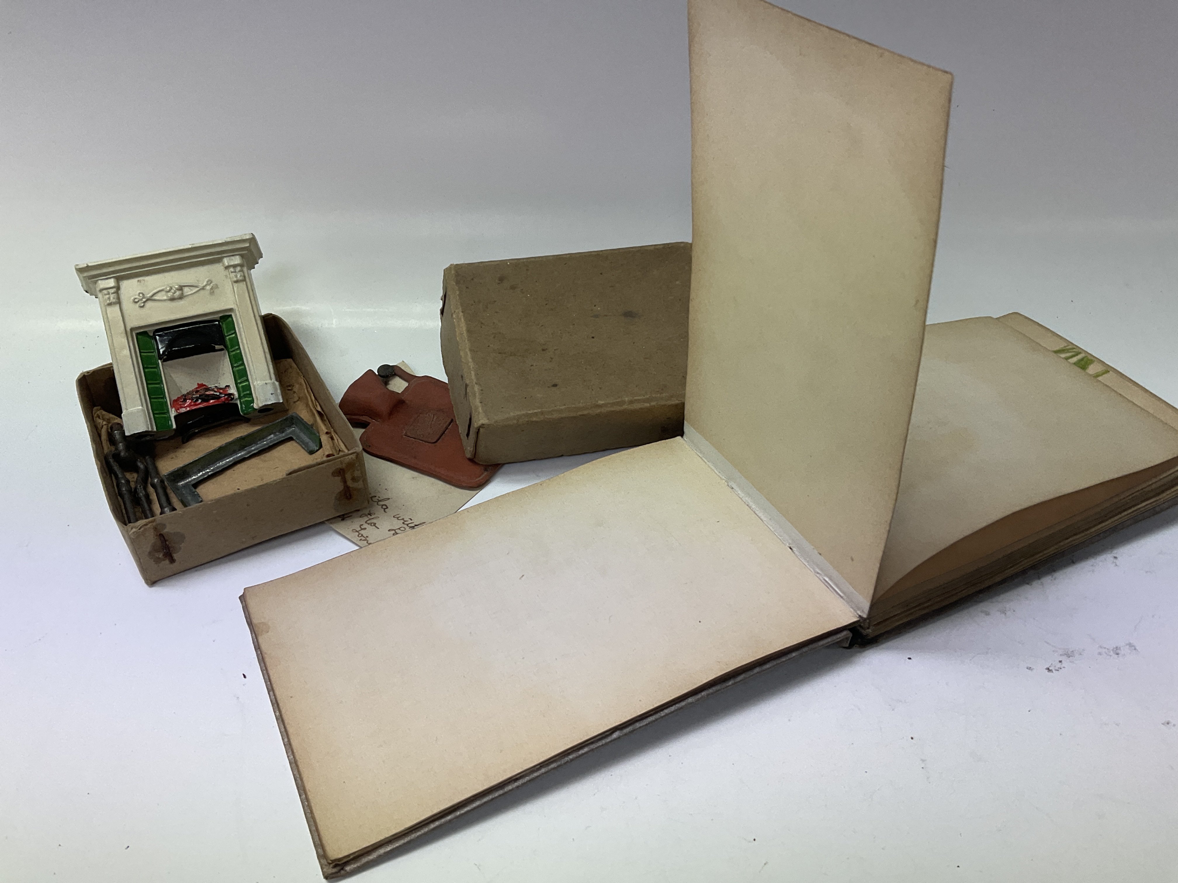 A small mixed lot, early autograph sketch book, small Britains fireplace etc. - Image 2 of 2