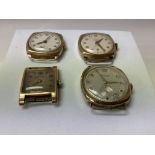 4 gents vintage 9ct gold watches.