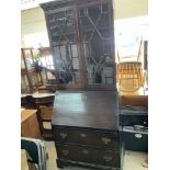 NO RESERVE - An unusual Victorian Mahogany bureau bookcase. the top pelmet raises to reveal 3 hidden