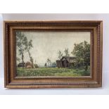 F.G.Cotman, 1850-1920, oil on canvas view of a farm, dated 1917. 50 x 34cm