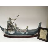 A large Lladro ornament in the form of a gondola w
