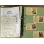 An album containing Kensitas silk flower cigarette cards together with a box containing larger