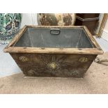 A Victorian pine and zinc lined cooler with copper