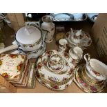 A large assorted collection of Royal Albert Old Country Roses consisting of Tea China, Dinner