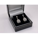 A pair of 14ct yellow gold diamond drop earrings,