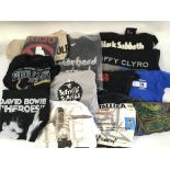 A box of band and music t shirts, various artists