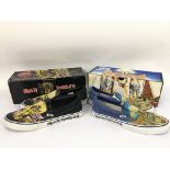 Two boxed pairs of Iron Maiden Vans trainers, Menâ