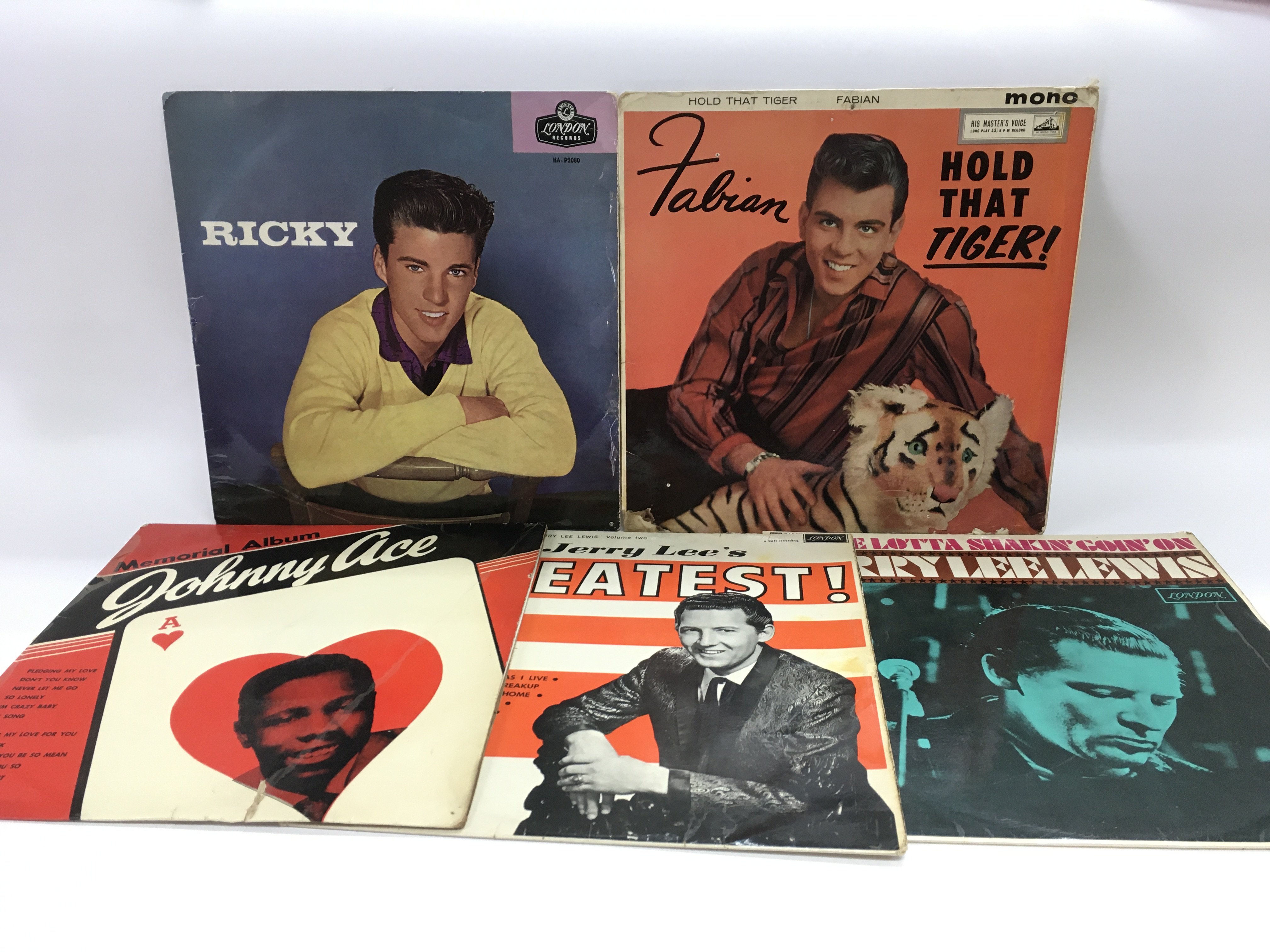 Five rock n roll LPs by various artists including