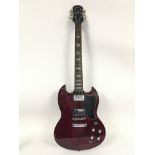 An Epiphone SG style electric guitar. No case.