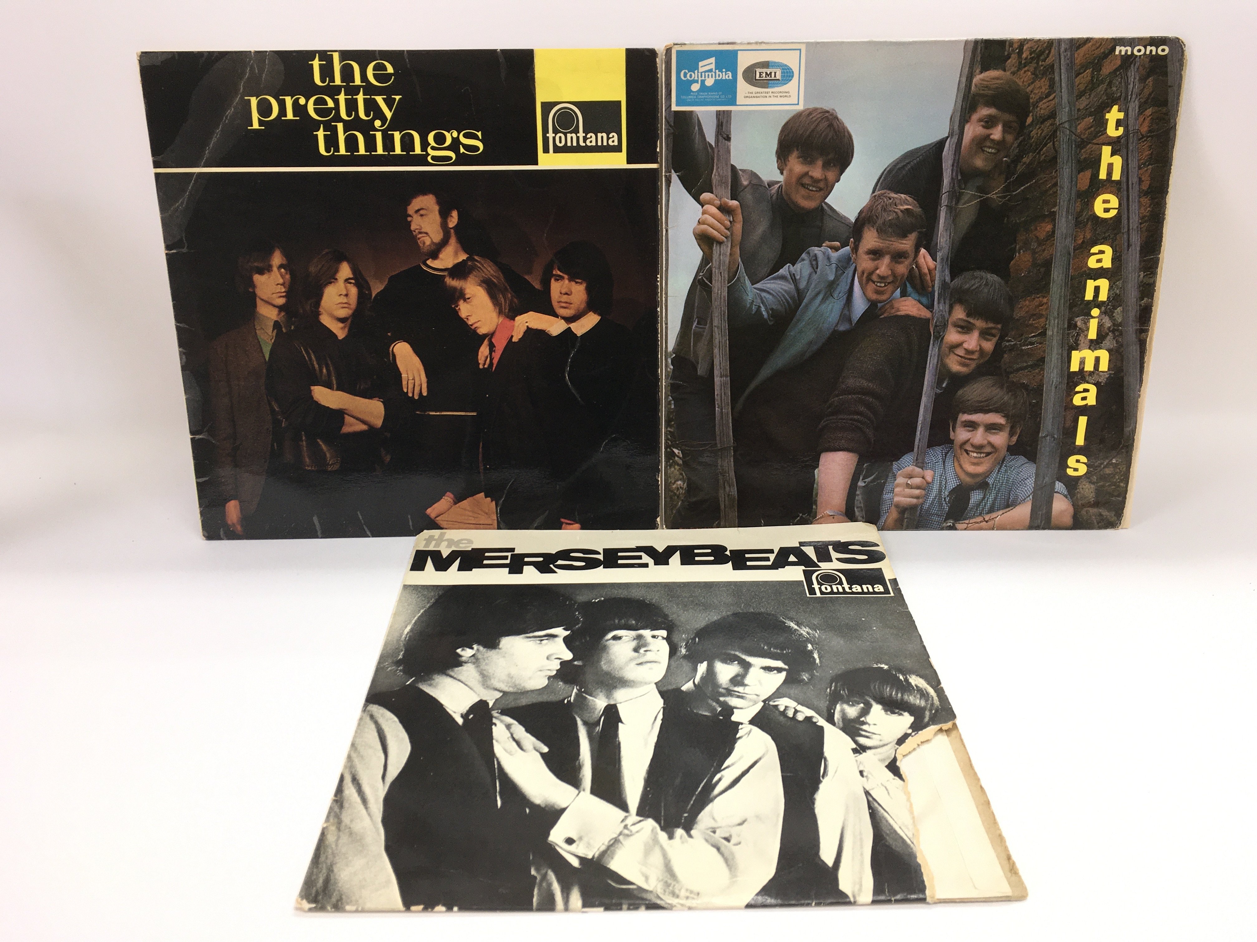 Three 1960s beat group LPs by The Animals, The Mer