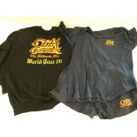 A box of Ozzy Osbourne tour shirts including crew