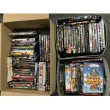 Six boxes of DVDs and Blu Rays comprising various