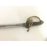 A Victorian brass field officers sword the decorat