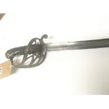 A Victorian military sword with a brass Guard with