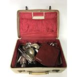 A case containing mixed silver plated cutlery incl