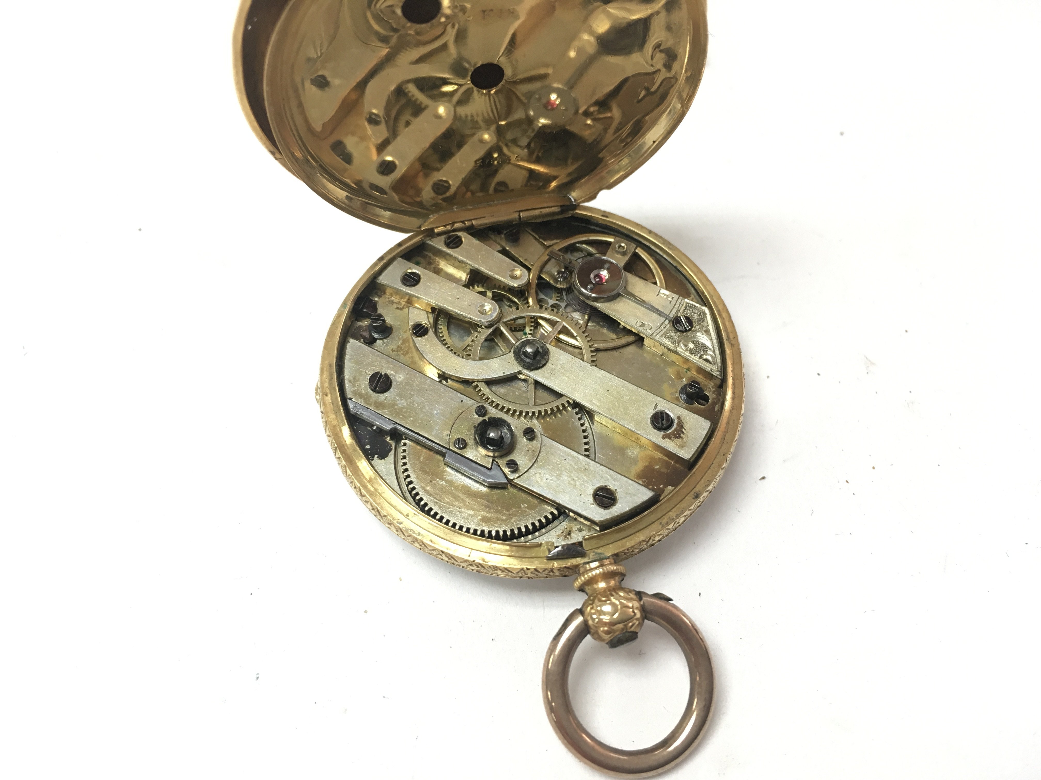 An 18ct gold cased pocket watch with key and box. - Image 8 of 10