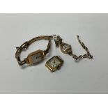 3 mixed gold vintage ladies watches.