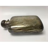 A silver hip flask Birmingham hallmarks 342 grams.