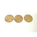 Three full sovereign 1908 - 1911 and 1913.