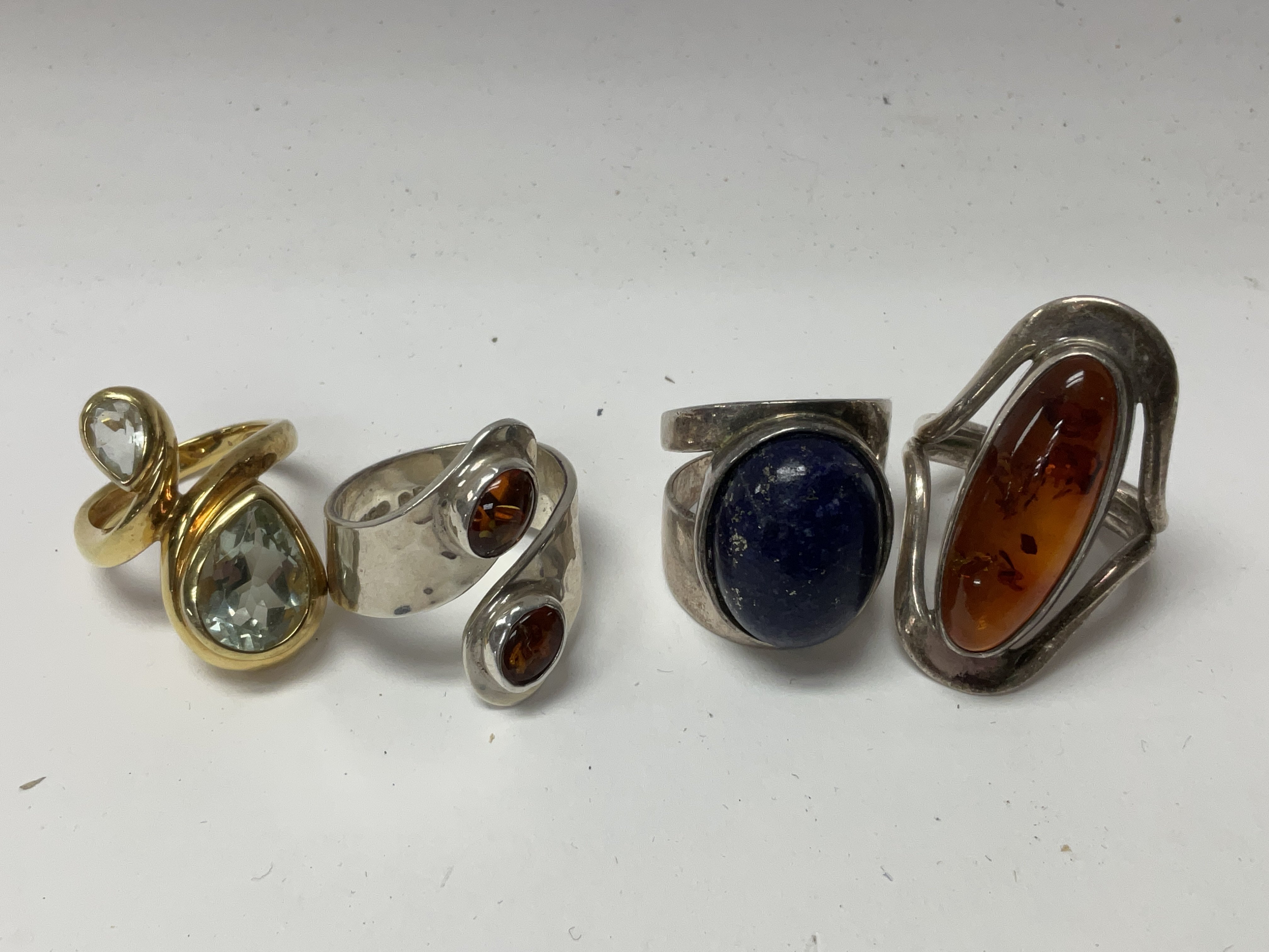 4 good silver and stone set rings. - Image 2 of 2